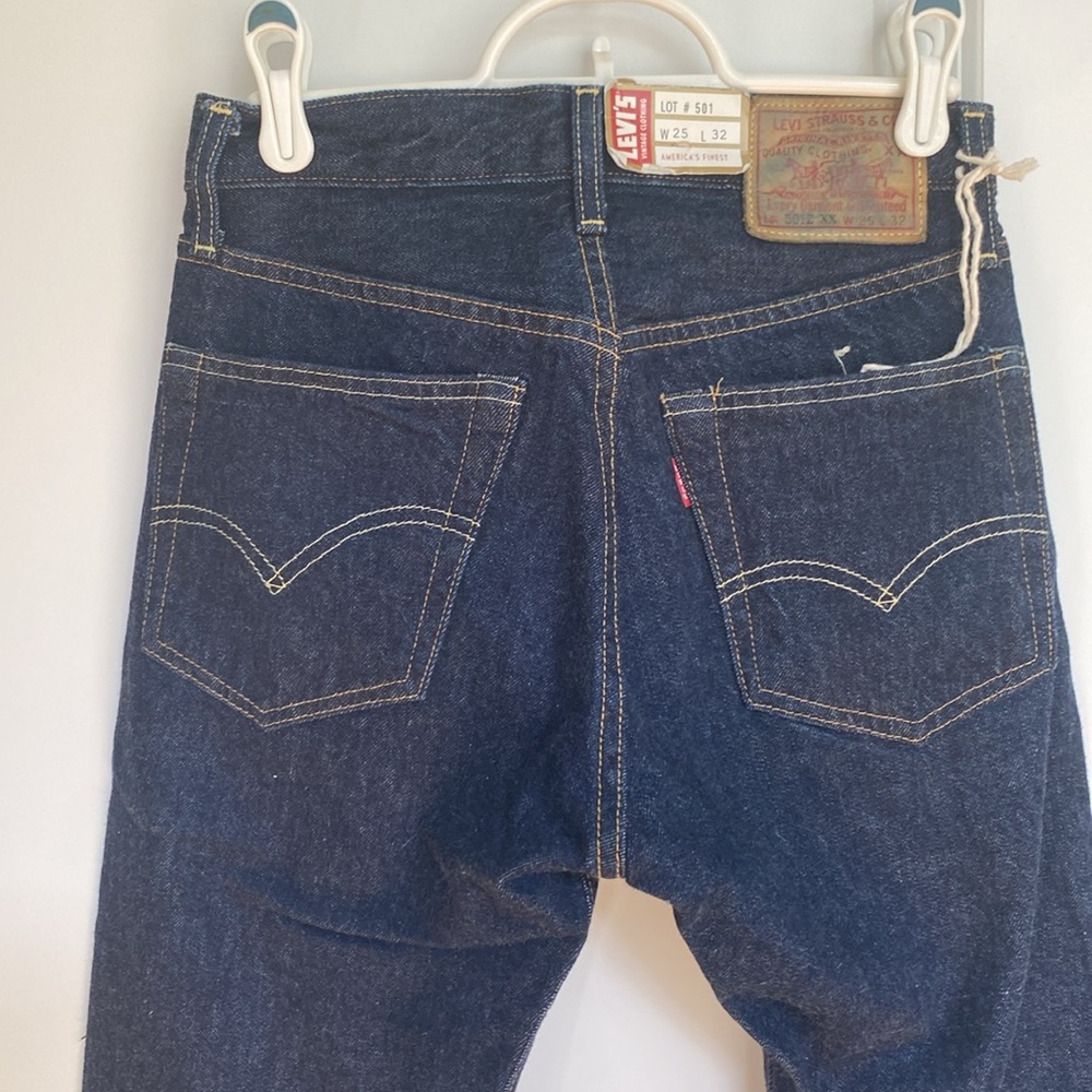 Levi’s 501z 1954 Selvedge Cone Denim, Dark Wash, 25x32, Big “E”, with letter